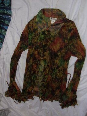size small womens coat jacket  leaf fall floral casual dress  coverup cover up